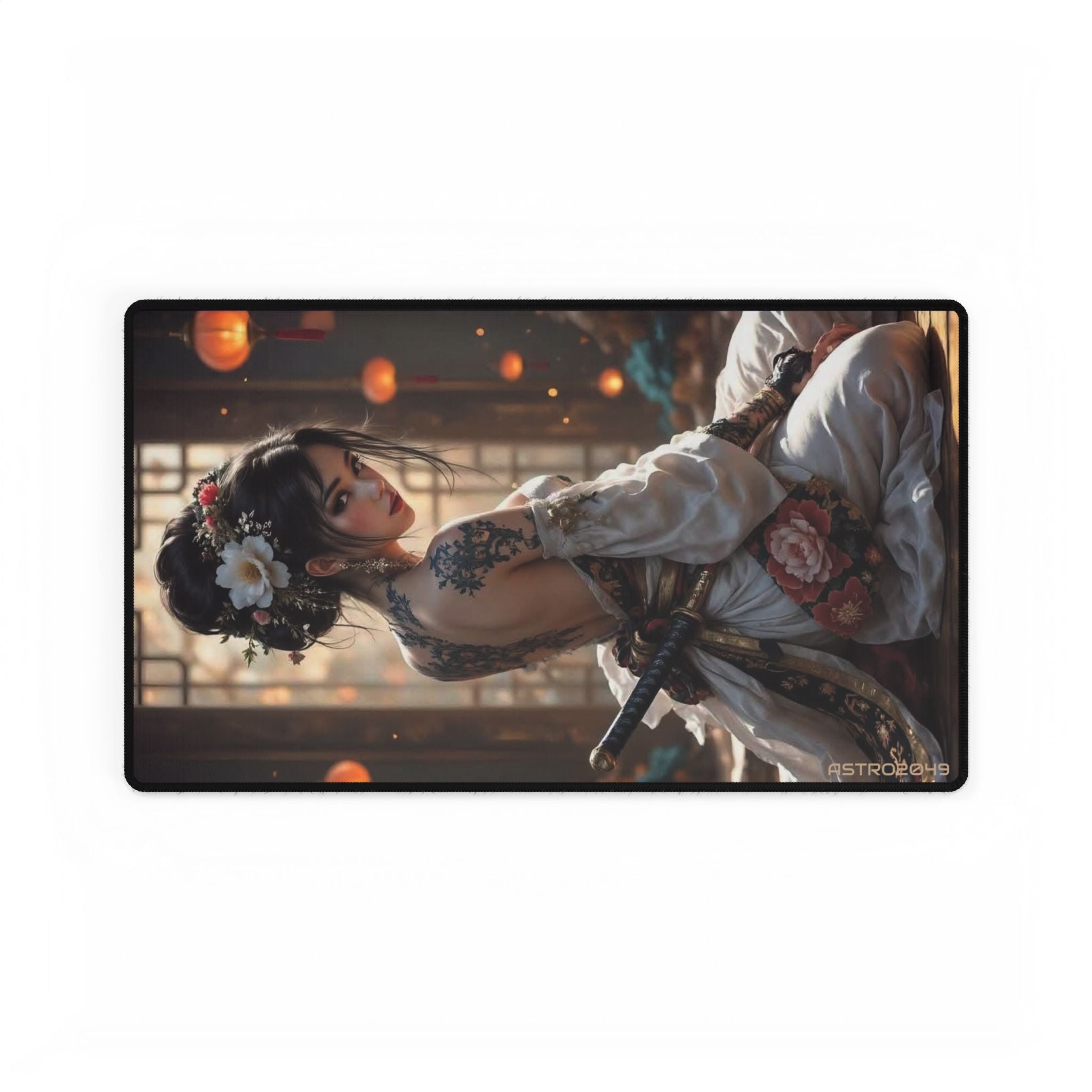 CYBERPUNK - GEISHA - SAMURAI - Artistic Desk Mat - Aesthetic Desk Accessories for Study & Workspaces, Gift for Students, Home Office Decor
