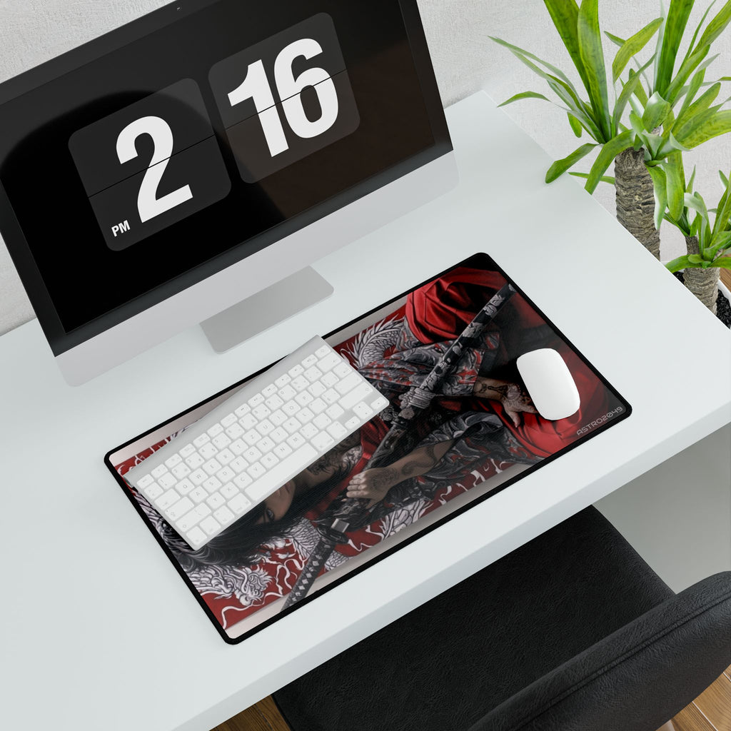 CYBERPUNK - GEISHA - SAMURAI - Elegant Art Desk Mat with Japanese Aesthetic Design, Office Decor, Gaming Setup, Unique Gift, Zen Workspace