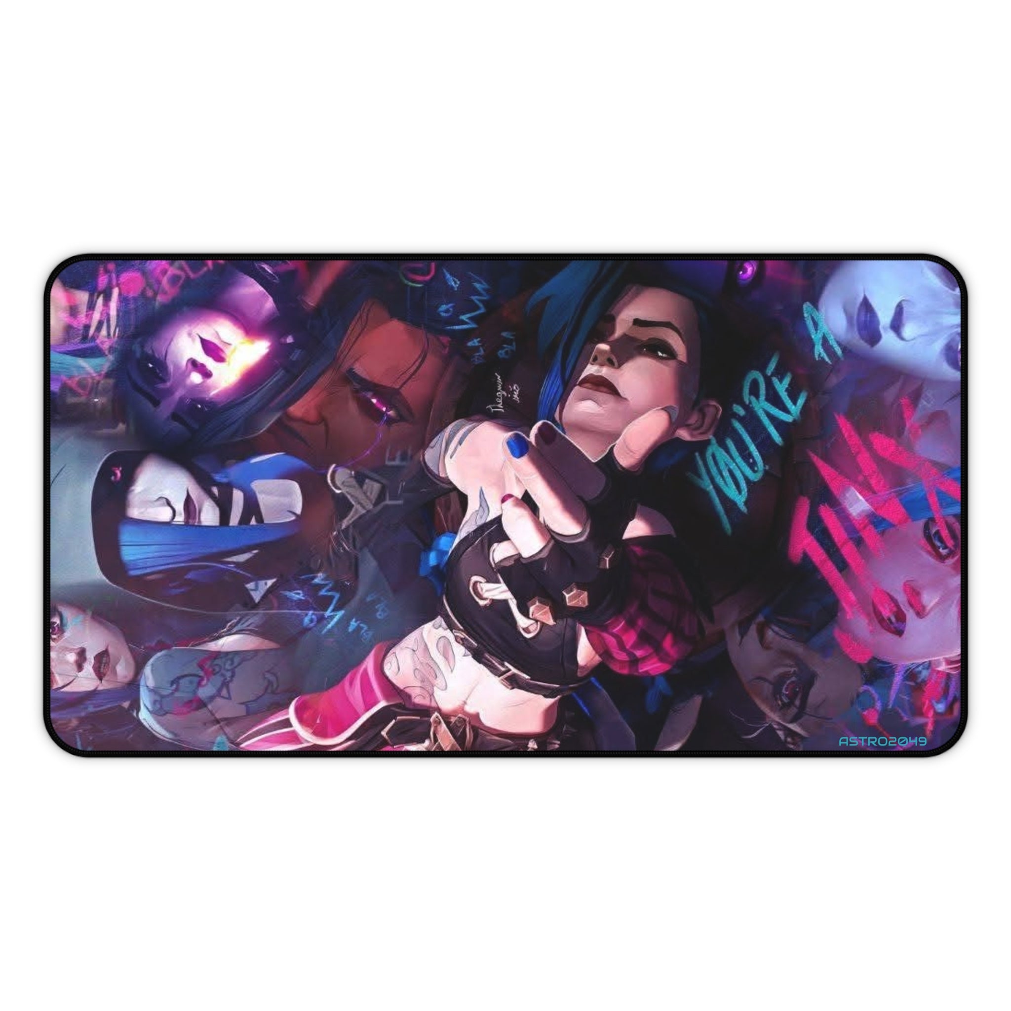 League of Legends - Arcane: JINX - Edgy Gamer Desk Mat, Anti-Slip Desk Pad, Personalized Gaming Mat, Unique Gift for Gamers