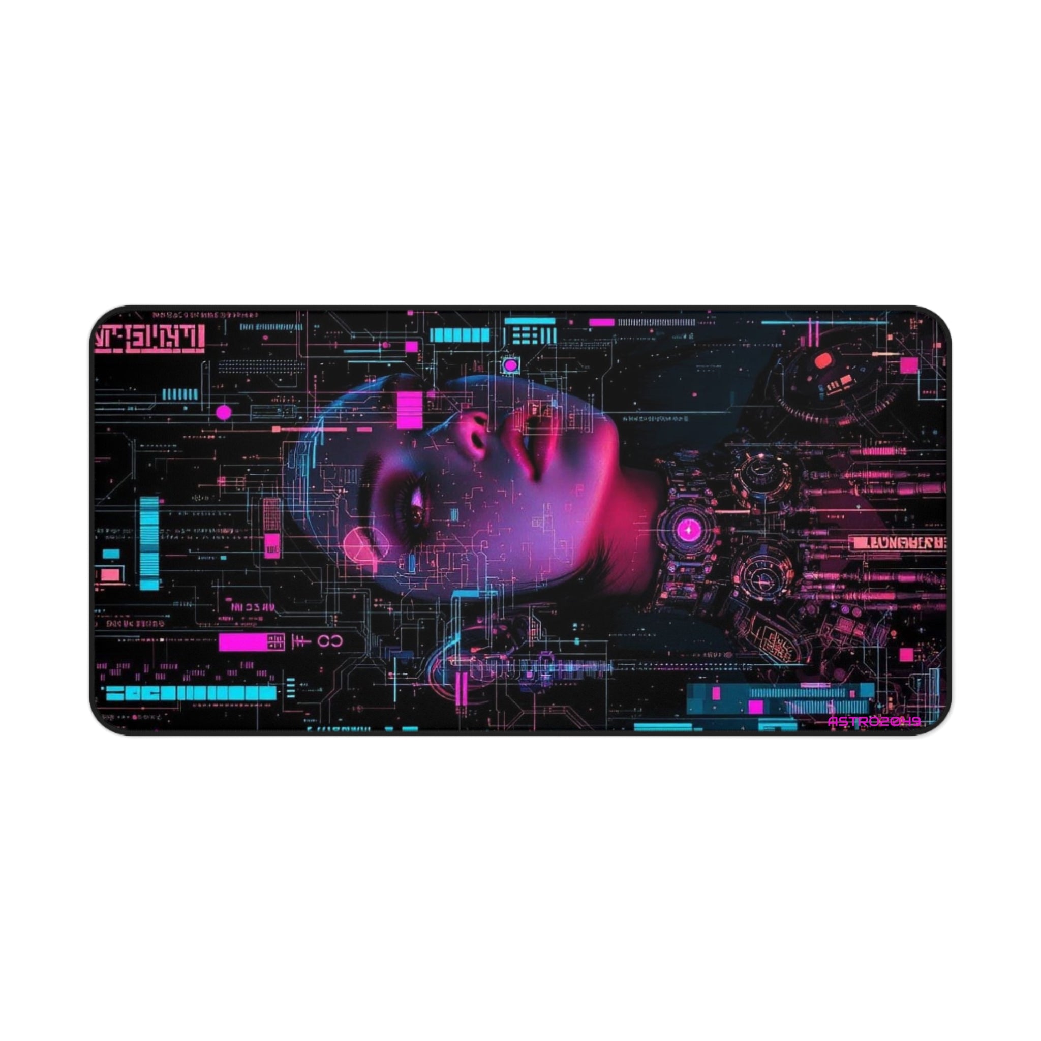 CYBERPUNK - Futuristic Desk Mat - Cyberpunk Theme, Gaming Setup, Office Decor, Tech Gift, Personal Workspace