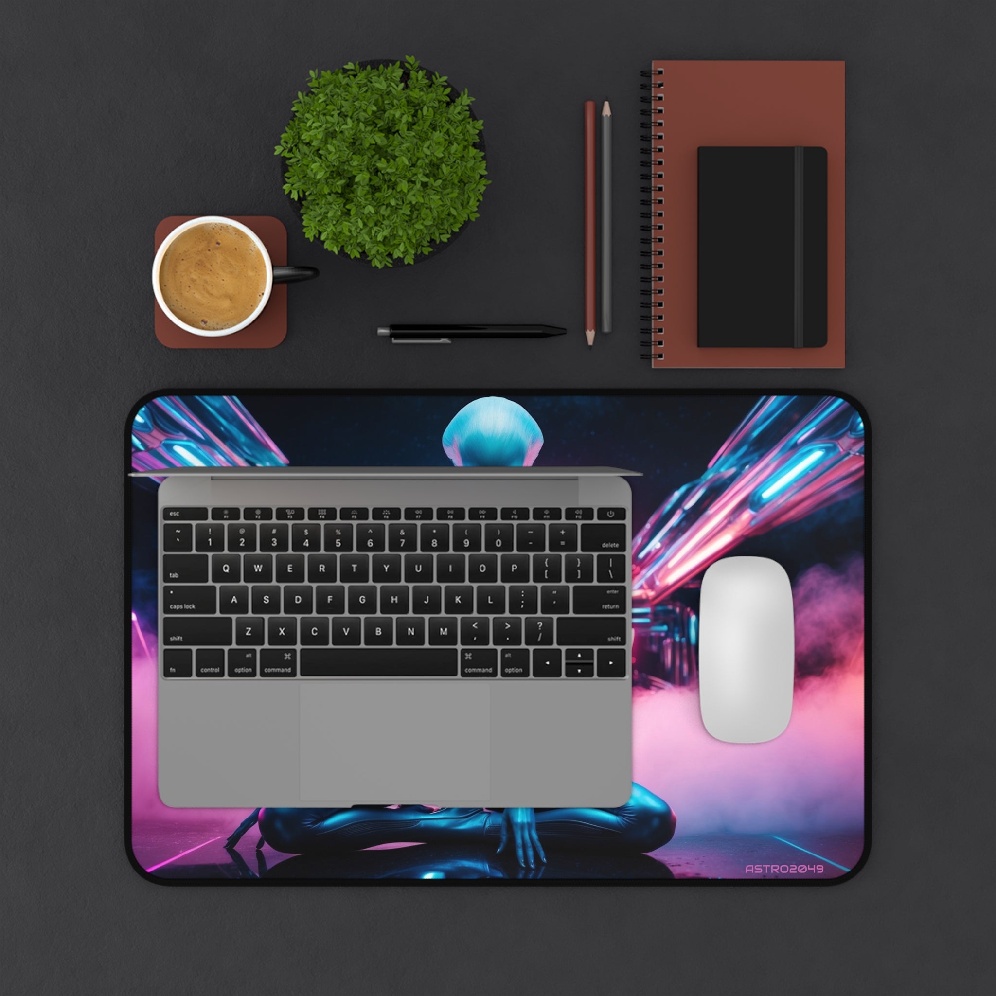 CYBERPUNK - ALIEN - Futuristic Alien Desk Mat - Cosmic Gamer Mouse Pad, Desk Accessories, Home Office Decor, Sci-Fi Art
