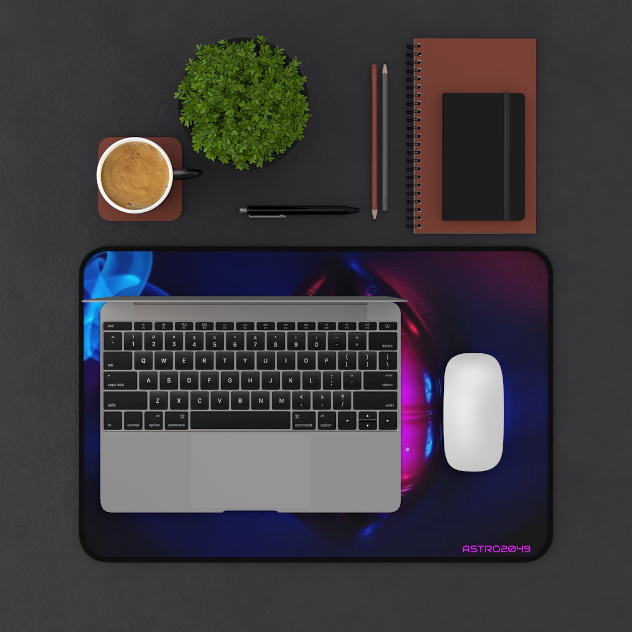CYBERPUNK - Futuristic Desk Mat, Vibrant Neon Lips Desk Mat, Gaming Desk Pad, Gift for Artists, Colorful Workstation Accessory