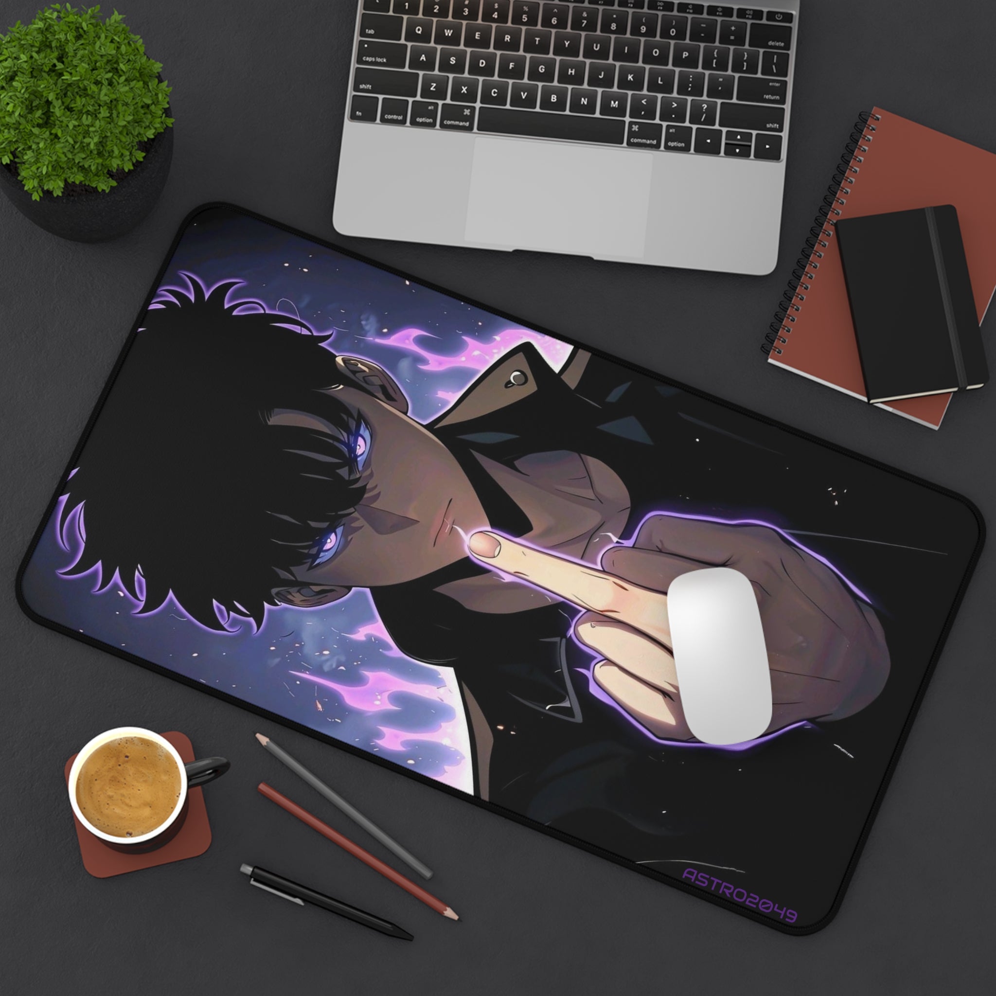 SOLO LEVELING - Sung Jinwoo - ARISE - Cosmic Vibes Desk Mat - Anime Gaming Mouse Pad, Gamer Gift, Desk Accessories, Unique Home Office