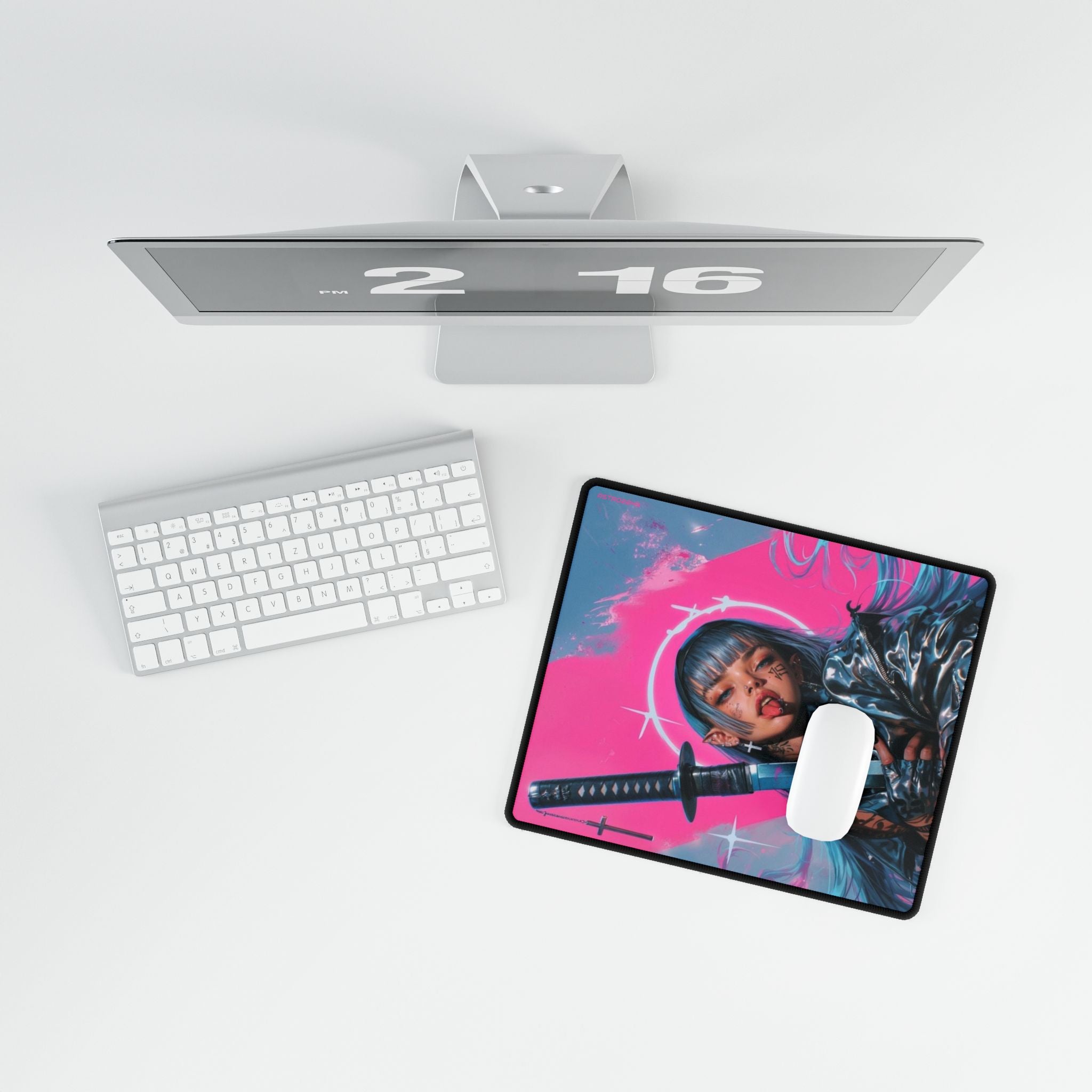 CYBERPUNK - GEISHA - SAMURAI - Vibrant Desk Mat with Samurai Girl Art - Gaming, Home Office, Stylish Decor, Unique Gift, Anime Lover