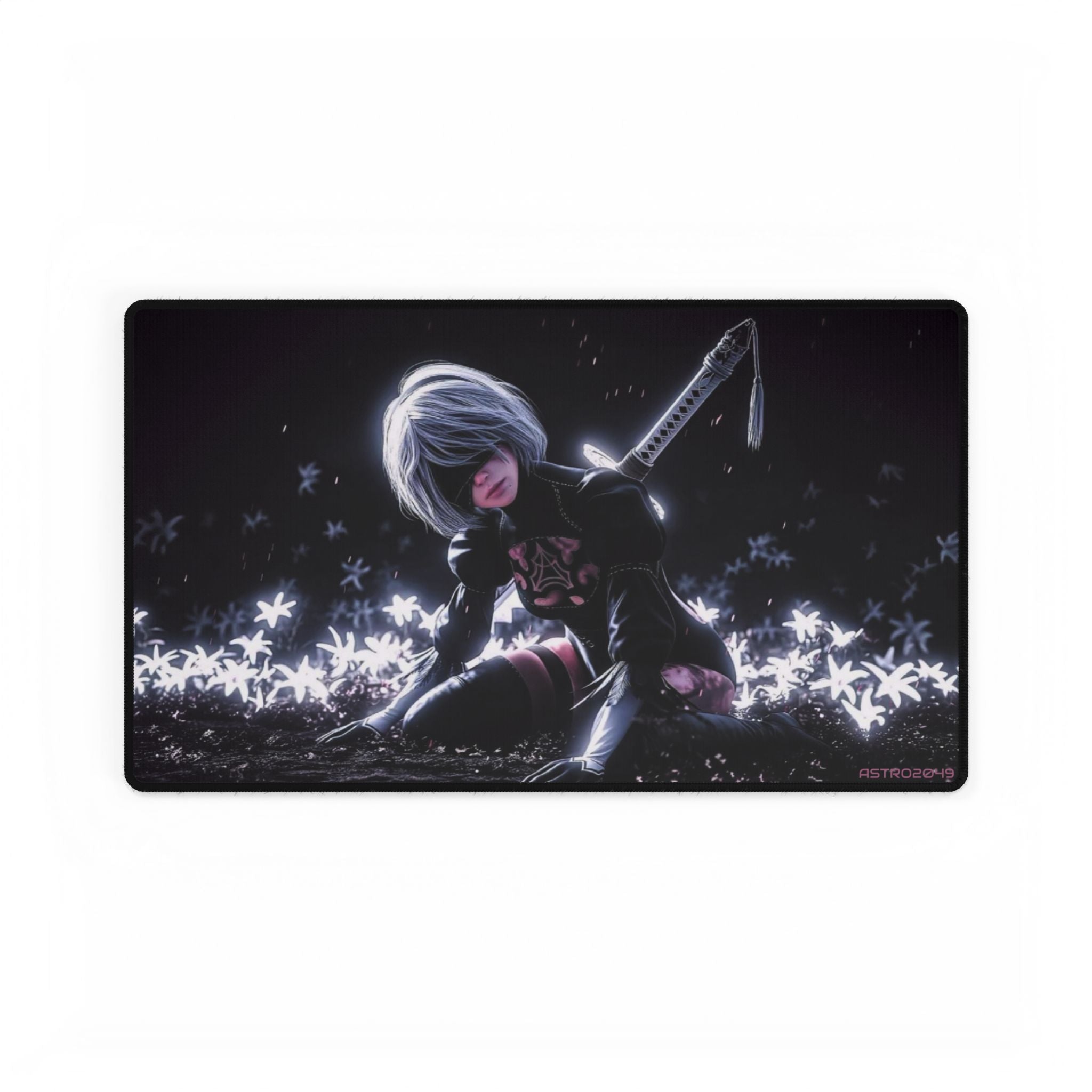 Nier: Automata - 2B - Futuristic Gaming Desk Mat, Non-Slip Mouse Pad, Art Gamer Decor, Office Accessory, Ideal Gift for Gamers