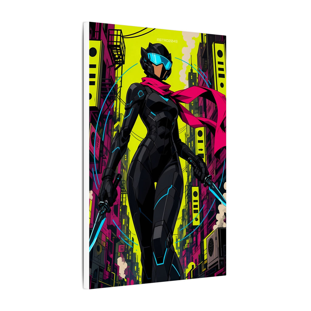 Vex Neon Ninja canvas hanging above a dark gaming desk with neon lighting, view 6 of 8