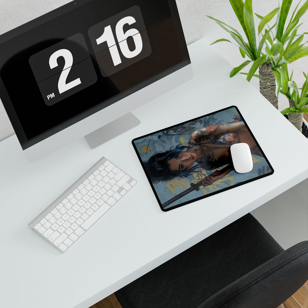 CYBERPUNK - SAMURAI - Artistic Desk Mat with Samurai Theme, Gamer Desk Accessories, Office Decor, Unique Gift for Him, Custom Mouse Pad