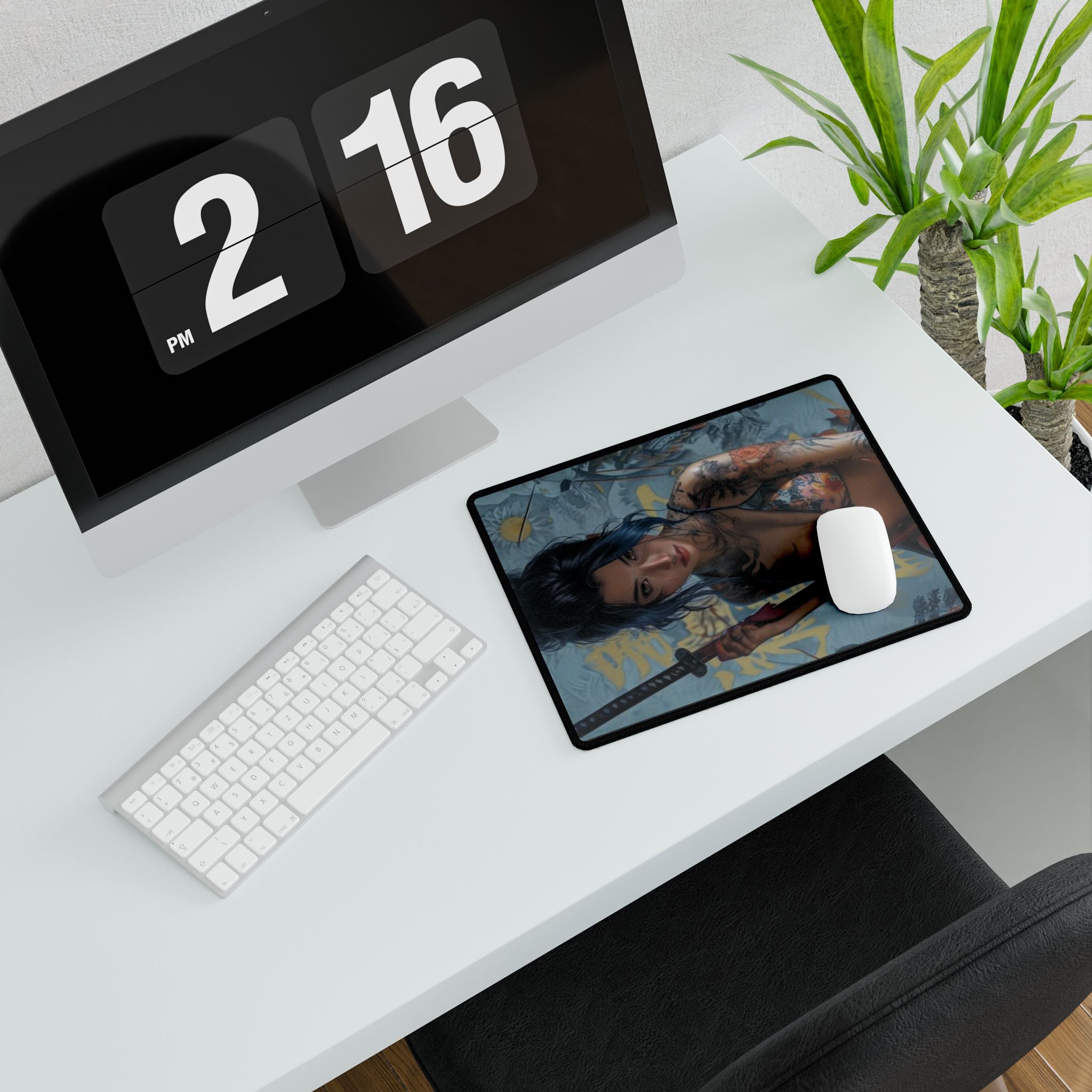 CYBERPUNK - SAMURAI - Artistic Desk Mat with Samurai Theme, Gamer Desk Accessories, Office Decor, Unique Gift for Him, Custom Mouse Pad