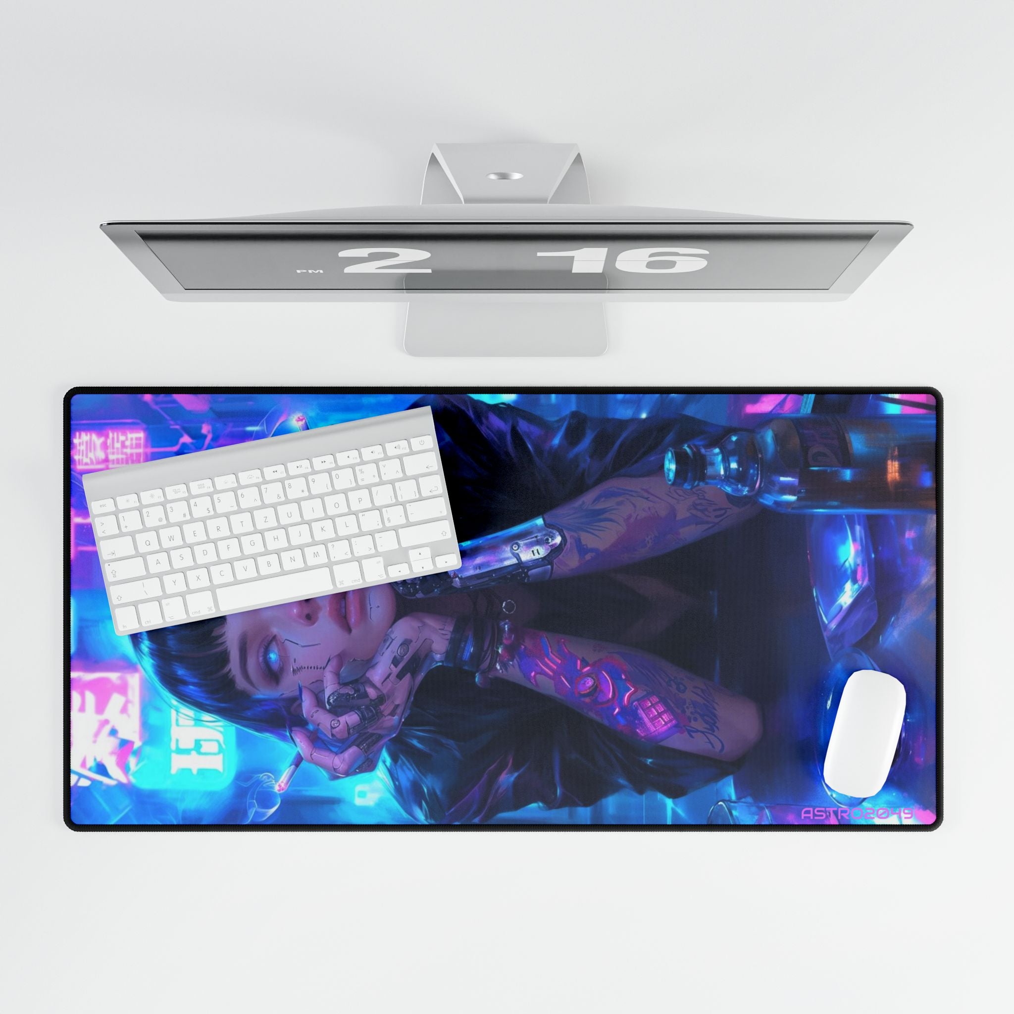CYBERPUNK - Vibrant Desk Mat for Gamers, Colorful Desk Accessories, Gaming Setup, Office Decor, Gift for Tech Lovers, Digital Art